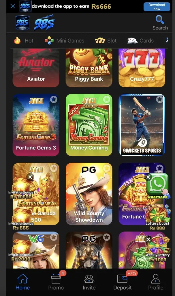 S98 Game APK Download Pakistan 2026 app screenshot